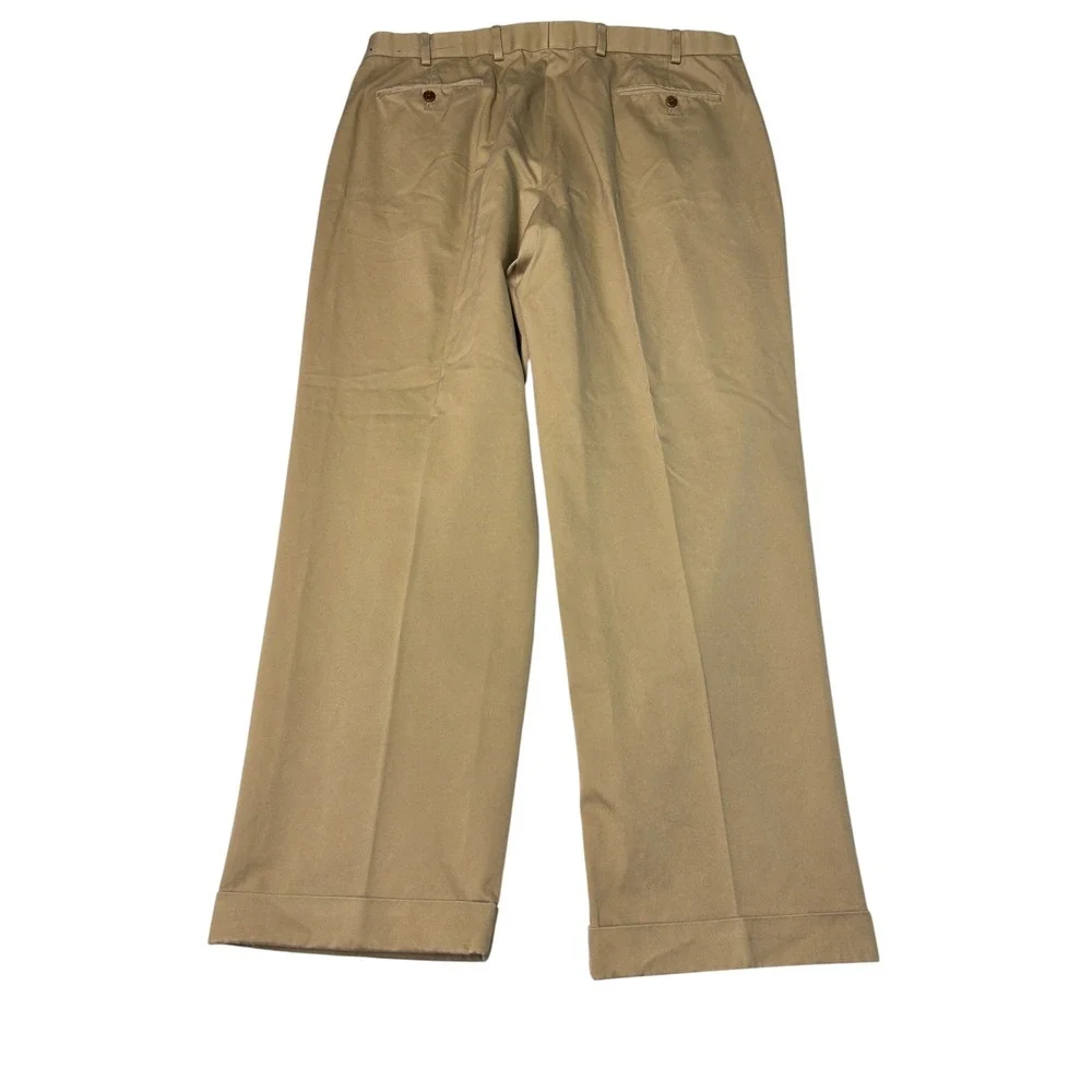 Brooks Brothers Mens 40x30 Khaki Pleated Chinos Cotton Cuffed Pants‎ Tan